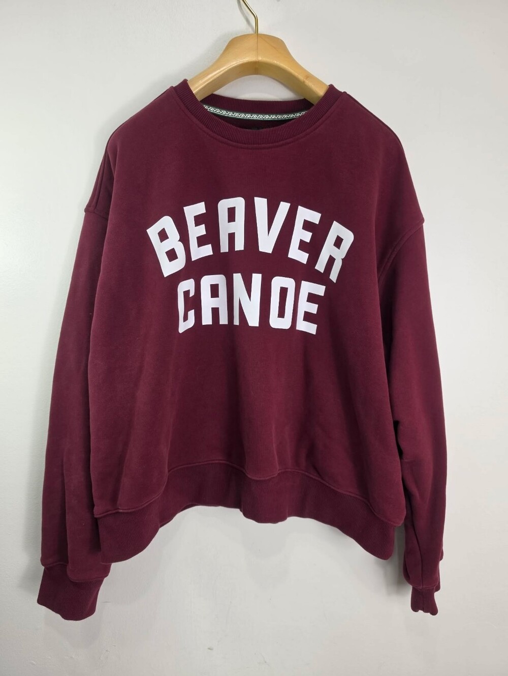 Roots Maroon Graphic Label Crewneck Sweater